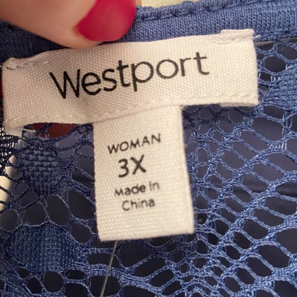 NWT Westport Blue Boho Lace Sleeveless Blouse - Picture 3 of 4